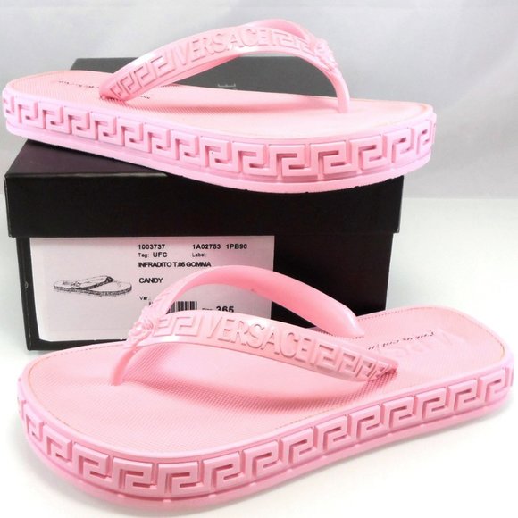 NWT$375 Versace Medusa Icon Greek Key Greca Thong Flip Flops Slides 36.5 / 5-5.5 - Picture 8 of 14
